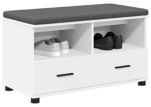 VidaXL Előtér pad párnával Fehér 80 x 38 x 46 cm Műanyag Fa és Szövet