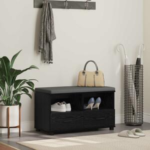 VidaXL Előtér pad párnával fiókkal Fekete tölgy 80 x 38 x 46 cm