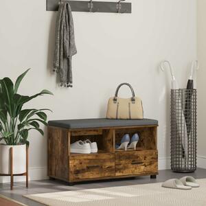 VidaXL Előtér pad párnával fiókkal Füstölt tölgy 80 x 38 x 46 cm