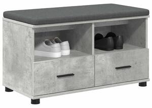 VidaXL Előtér pad párnával fiókkal Beton Szürke 80 x 38 x 46 cm