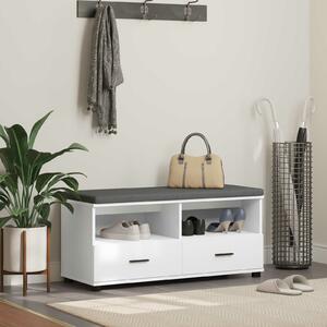 VidaXL Előtér pad Fehér 100 x 38 x 46 cm Fűrészpor és Kárpit Anyag