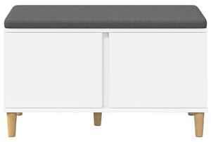VidaXL Előtér pad párnával Fehér 80 x 38 x 46 cm Műanyag Fa és Szövet