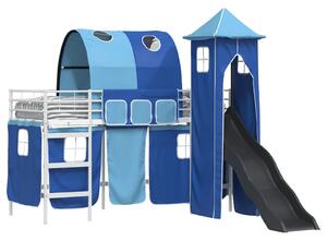 VidaXL Gyerek emeletes ágykeret Egyszínű Fehér és Kék 75 x 190 cm Fém