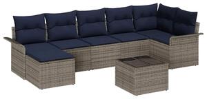 VidaXL Kerti Kanapé Szett párnával 8 pcs Szürke Poli rattan