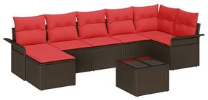VidaXL Kerti Kanapé Szett párnával 8 pcs Barna Poli rattan