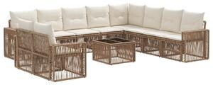 VidaXL Kerti Kanapé Szett 11 pcs Beige és Krémszínű polirattan