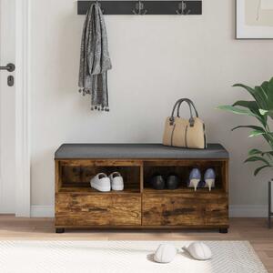 VidaXL Előtér pad Füstölt Tölgy 100 x 38 x 46 cm Műanyag Fa és Szövet