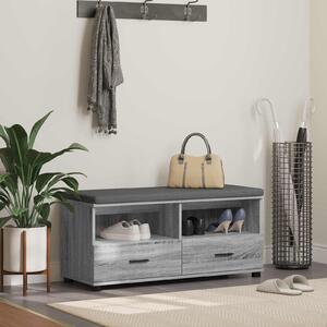 VidaXL Előtér pad párnával fiókkal Szürke Sonoma 100 x 38 x 46 cm