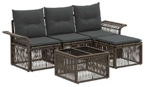VidaXL Kerti Kanapé Szett 5 pcs Szürke polirattan