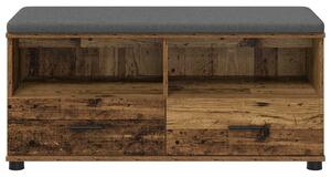 VidaXL Előtér pad Öreg fa 100 x 38 x 46 cm Műanyag Fa és Szövet