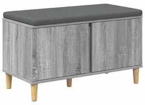 VidaXL Előtér pad Szürke Sonoma 80 x 38 x 46 cm Műanyag Fa és Szövet