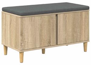 VidaXL Előtér pad Sonoma tölgy 80 x 38 x 46 cm Műanyag Fa és Szövet