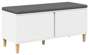 VidaXL Előtér pad párnával Fehér 100 x 38 x 46 cm Műanyag Fa és Szövet