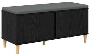 VidaXL Előtér pad Fekete Tölgy 100 x 38 x 46 cm Műanyag Fa és Szövet