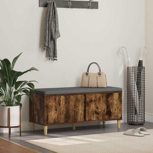 VidaXL Előtér pad Füstölt Tölgy 100 x 38 x 46 cm Műanyag Fa és Szövet