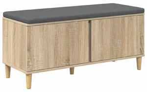 VidaXL Előtér pad Sonoma tölgy 100 x 38 x 46 cm Műanyag Fa és Szövet