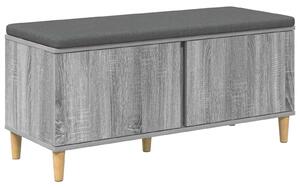 VidaXL Előtér pad Szürke Sonoma 100 x 38 x 46 cm Műanyag Fa és Szövet