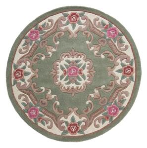 Aubusson zöld gyapjú szőnyeg, ⌀ 120 cm - Flair Rugs