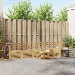 VidaXL Kültéri kanapé szett 7 pcs Fehér 59 x 59 x 37 cm Tömör Akácfa