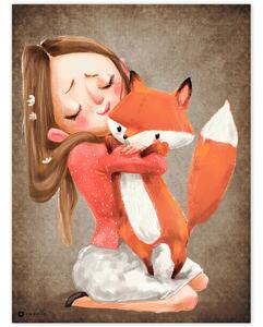 Kép gyerekszobába - Kislány rókával
