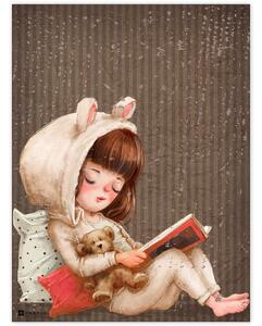 Falikép- Olvasó kislány