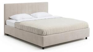 Bézs kárpitozott ágyneműtartós franciaágy ágyráccsal 180x200 cm Myra Slim Line – Bonami Selection