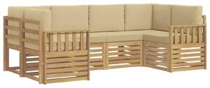 VidaXL Kültéri kanapé szett 5 pcs Fehér és bézs 245 x 128,5 x 73 cm