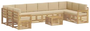 VidaXL Kültéri kanapé szett 8 pcs Fehér és bézs 59 x 59 x 37 cm
