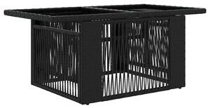 VidaXL Kerti Asztal Fekete 100 x 55 x 37 cm PE Rattan és Üveg