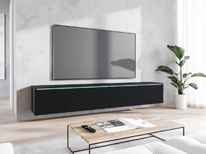 TV-állvány Sarasota 166, Közepes sűrűségű farostlemez, Laminált forgácslap, 30x180x33cm, Grafit, Fekete