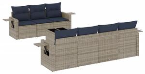 VidaXL 8 db szürke polyrattan kerti kanapégarnitúra párnákkal