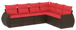 VidaXL 6 db barna polyrattan kerti kanapégarnitúra párnákkal