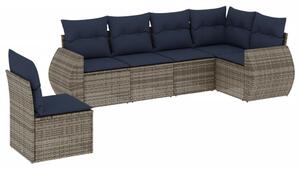 VidaXL 6 db szürke polyrattan kerti kanapégarnitúra párnákkal