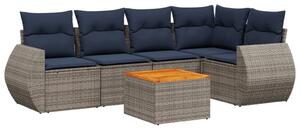 VidaXL 6 db szürke polyrattan kerti kanapégarnitúra párnákkal