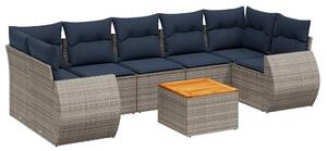 VidaXL 8 db szürke polyrattan kerti kanapégarnitúra párnákkal