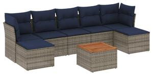 VidaXL 8 db szürke polyrattan kerti kanapégarnitúra párnákkal