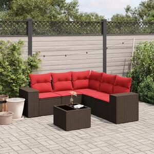 VidaXL 6 db barna polyrattan kerti kanapégarnitúra párnákkal