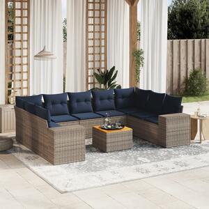 VidaXL 10 db szürke polyrattan kerti kanapégarnitúra párnákkal