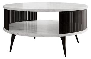 Dohányzóasztal Vitum, Fém, Laminált forgácslap, 44cm, Fekete, Fehér márvány