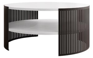Dohányzóasztal Civer, Fém, Laminált forgácslap, 40cm, Fekete, Fehér