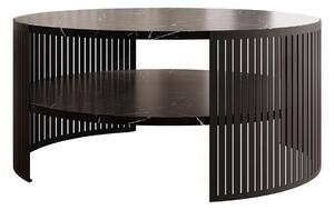 Dohányzóasztal Civer, Fém, Laminált forgácslap, 40cm, Fekete márvány, Fekete