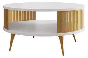 Dohányzóasztal Vitum I, Fém, Laminált forgácslap, 44cm, Fehér, Aranysárga