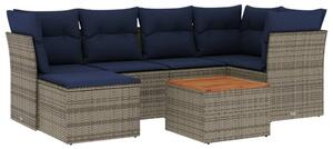VidaXL 7 db szürke polyrattan kerti kanapégarnitúra párnákkal