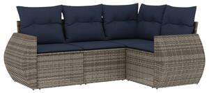 VidaXL 4 db szürke polyrattan kerti kanapégarnitúra párnákkal