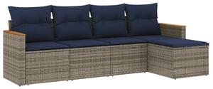 VidaXL 5 db szürke polyrattan kerti kanapégarnitúra párnákkal