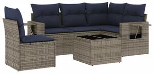 VidaXL 6 db szürke polyrattan kerti kanapégarnitúra párnákkal