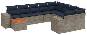 VidaXL 10 db szürke polyrattan kerti kanapégarnitúra párnákkal
