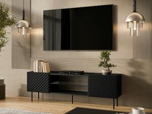 TV-állvány Sillen II, Közepes sűrűségű farostlemez, Laminált forgácslap, 59x181x40cm, Fekete