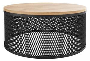 Dohányzóasztal Oswego 127, Fém, 28cm, Kézműves aranytölgy, Fekete