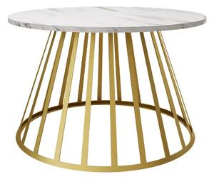 Dohányzóasztal Oswego 129, Fém, 45cm, Fehér márvány, Aranysárga